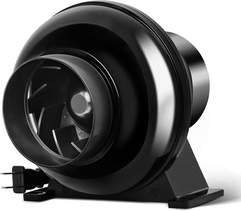 HealSmart 4 Inch 195 CFM Exhaust Inline Duct Fan Quiet Vent Booster Blower for Indoor Grow Tent Hydroponics Ventilation, Black - Image 1